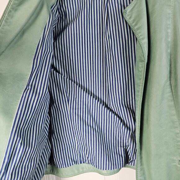 Chicos mint green pleather vegan open front jacket shoulder details size 1 - Picture 11 of 12